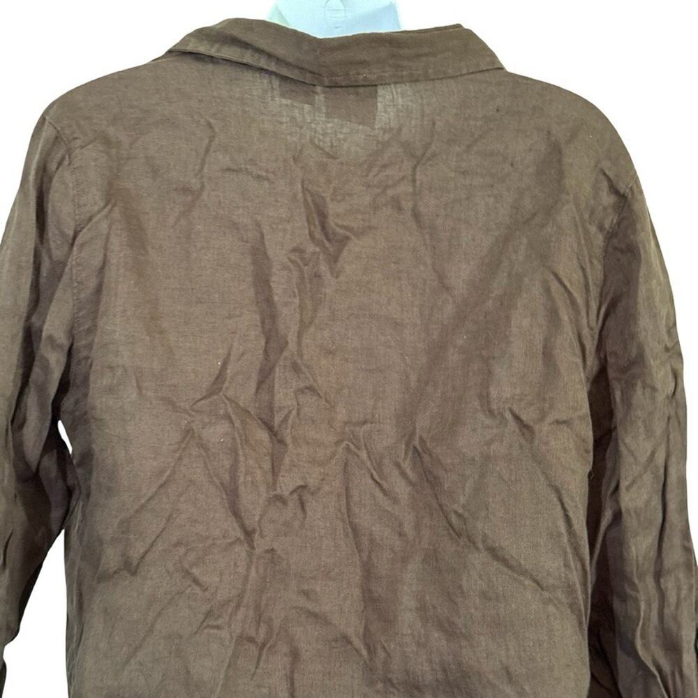 Joie 100% Linen Brown Button Up Long Sleeve Shirt Career Coastal Dressy sz M - Picture 5 of 16